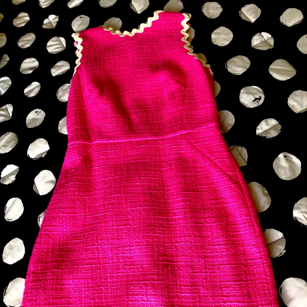 J crew hot pink with white trim dress
